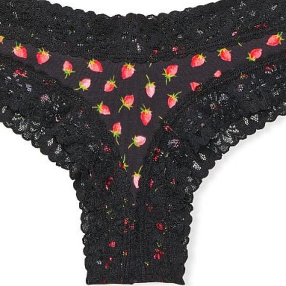VS Strawberries Lace Waist Cotton Cheeky Panty NWT - Picture 3 of 14